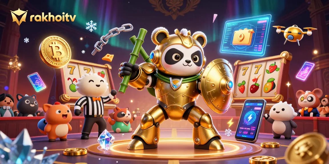 Experience exhilarating gaming action with rakhoitv at this vibrant digital casino illustration
