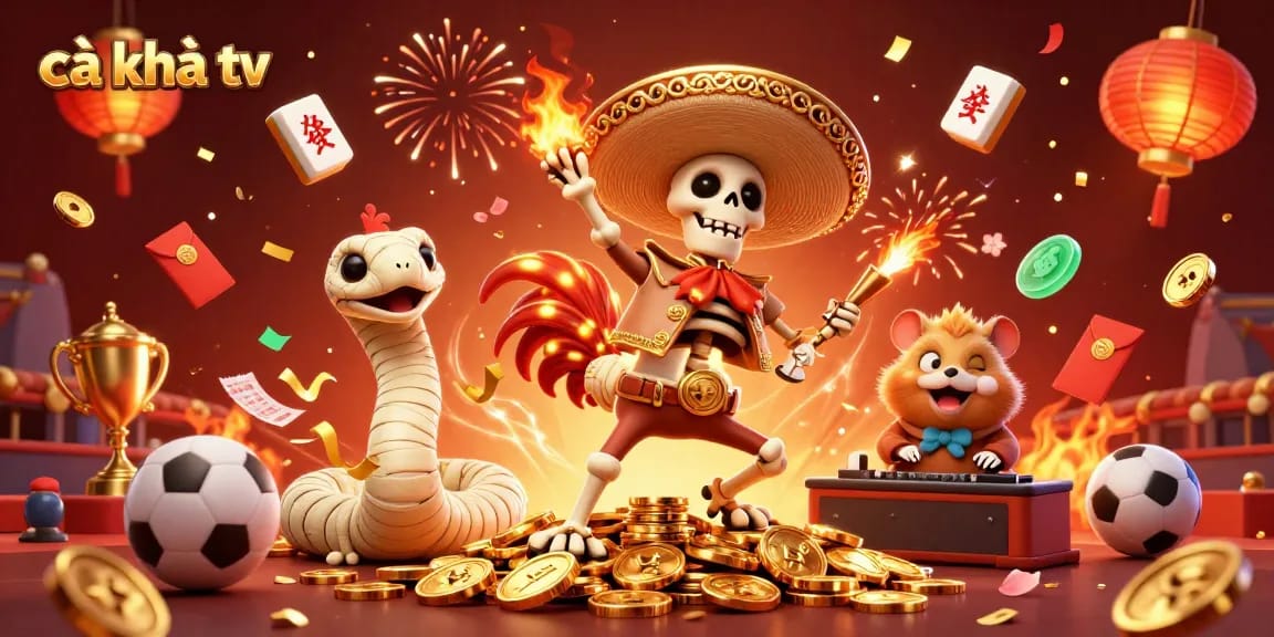 Experience exciting sports betting at cà khịa tv with vibrant 3D characters celebrating on golden coins.