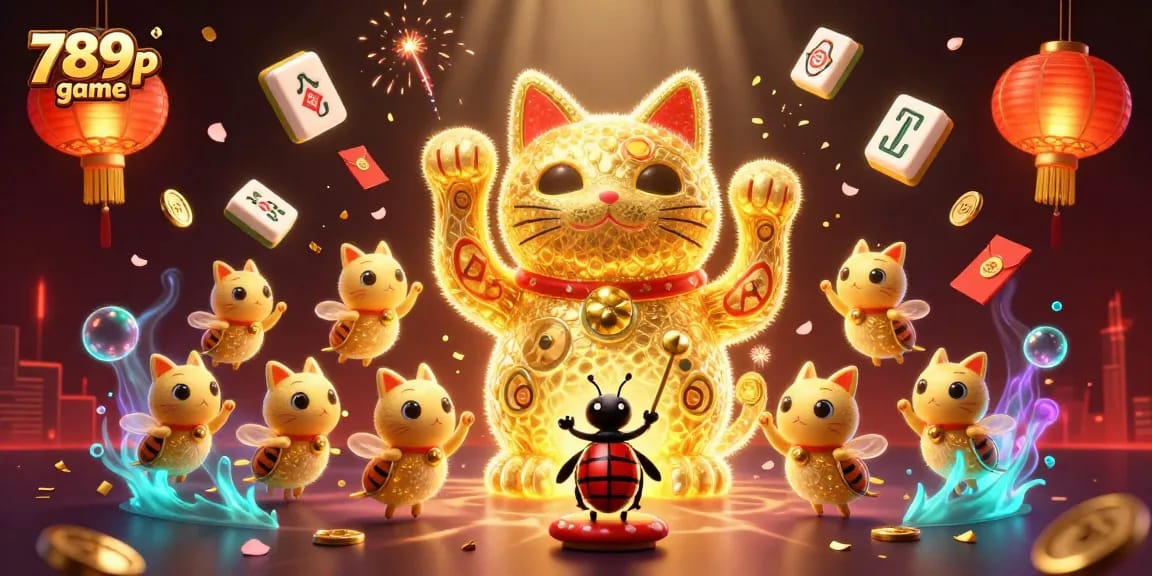 Experience the excitement of the 789p game with dynamic casino elements and a colorful lucky cat.