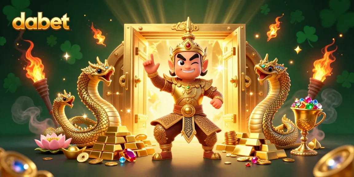 Experience the thrilling world of dabet online casino with vibrant guardian and golden treasures.