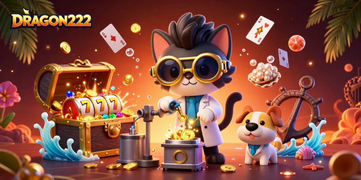 Win big with DRAGON222's thrilling slots and jackpot excitement in an immersive gaming scene.