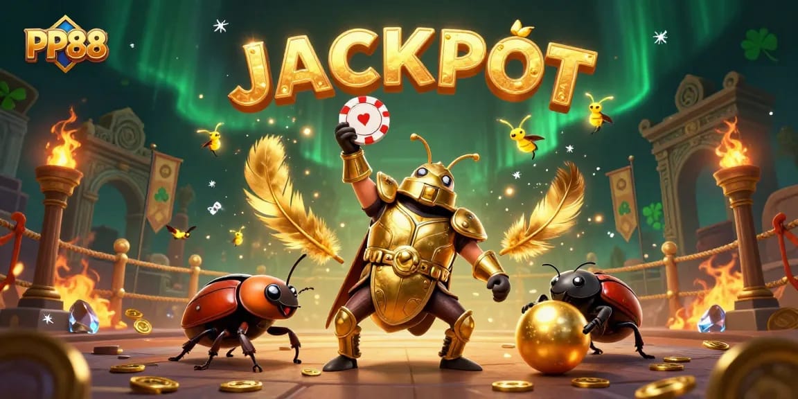 Experience the excitement of PP88 online casino with vibrant characters and a thrilling jackpot atmosphere.
