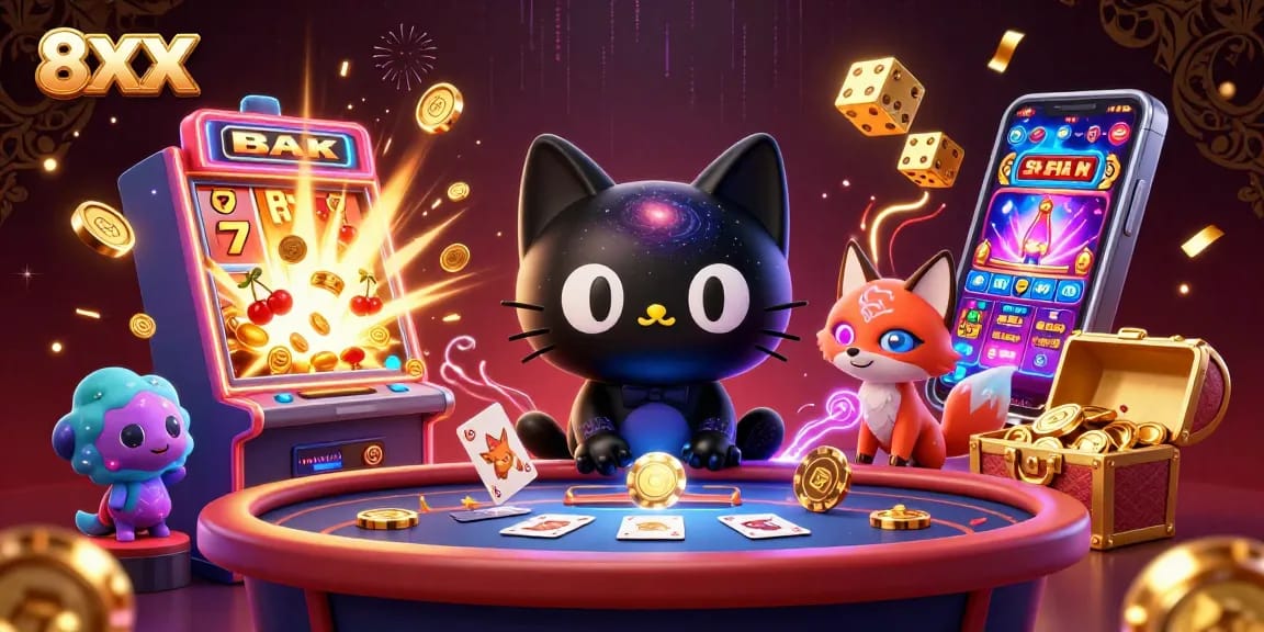 Experience thrilling gameplay with 8XX's cosmic casino scene featuring captivating elements and vibrant energy.