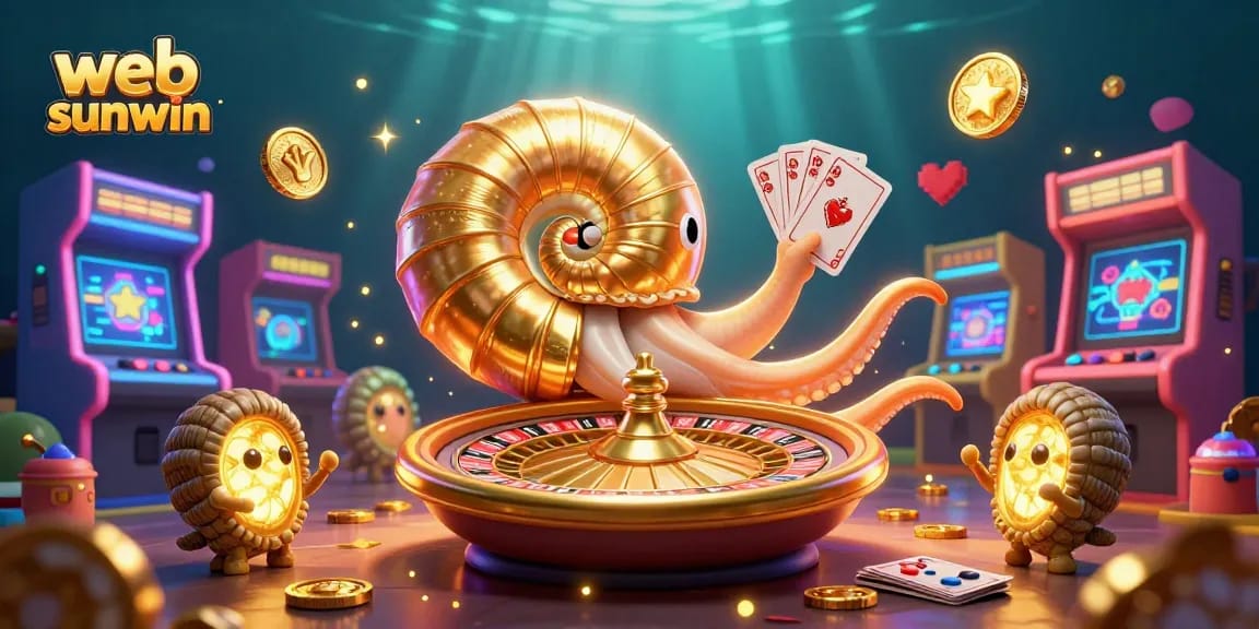 Spin and win with the web sunwin casino experience, featuring vibrant 3D game elements and ancient Nautilus characters.