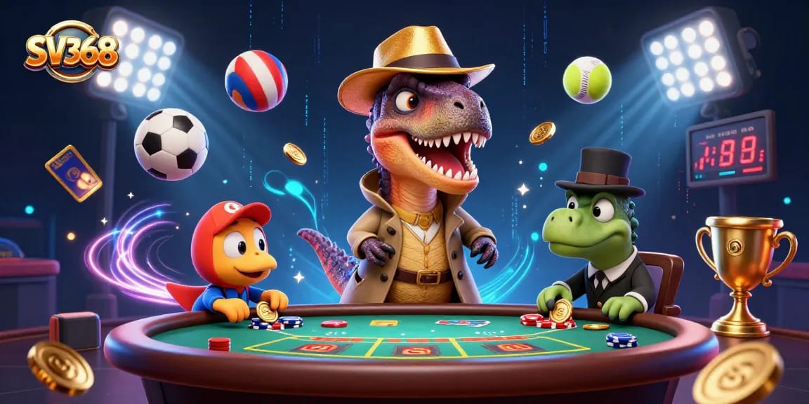 Engage in thrilling betting adventures at SV368 with animated gambling elements and characters.