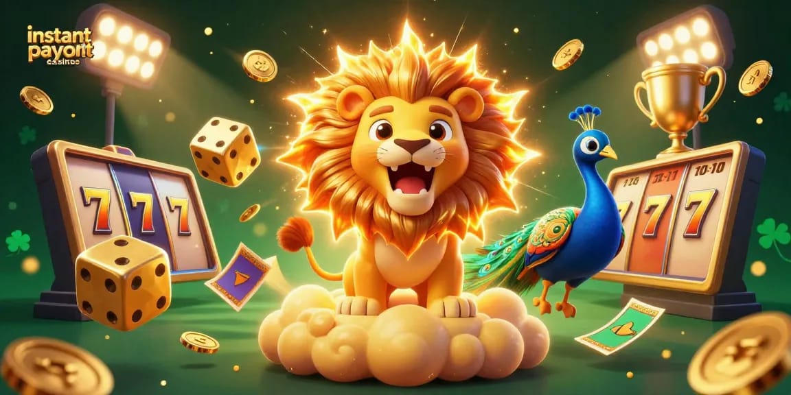 Experience thrilling gameplay at instant payout casinos with vibrant slot machine elements and a dynamic jackpot atmosphere.
