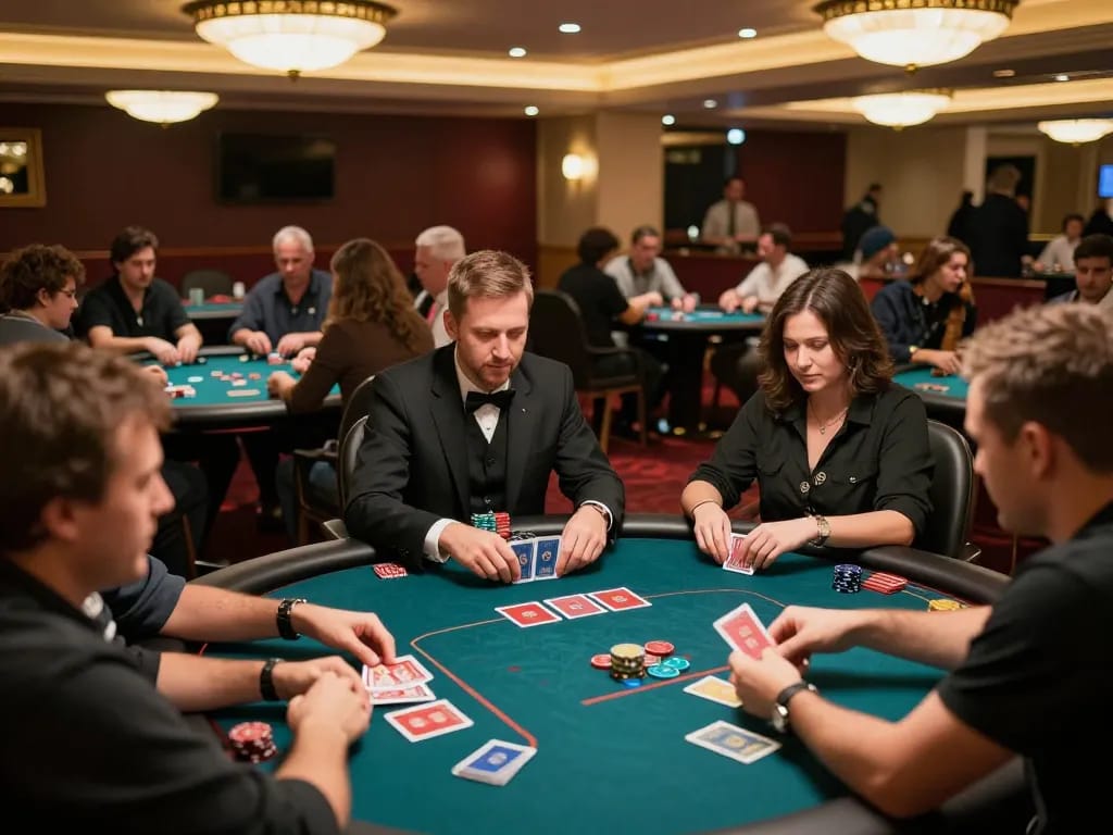 Players enjoying a thrilling poker game at VA88 casino, showcasing strategy and excitement.