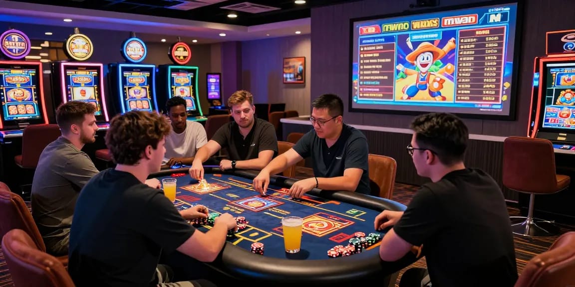 Playing exciting games at credit card casinos featured on https://mhfe.org.uk with colorful displays and vibrant atmosphere.
