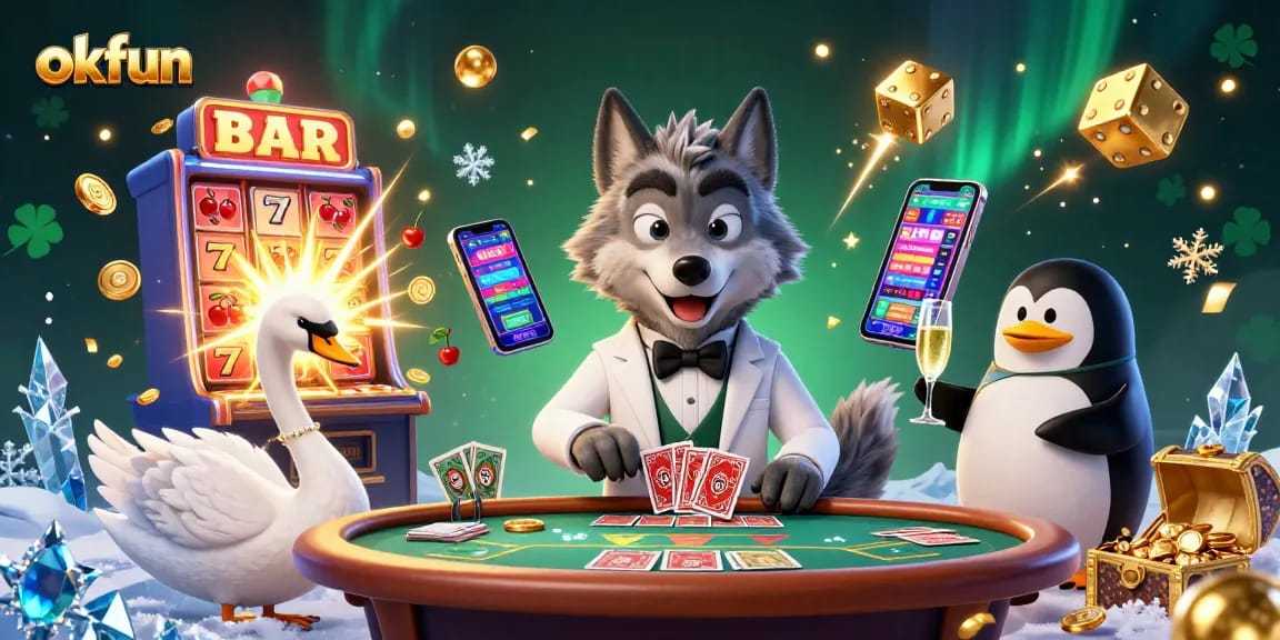 Experience the thrill of gaming with okfun’s exciting casino scenes featuring vibrant characters and jackpot action.