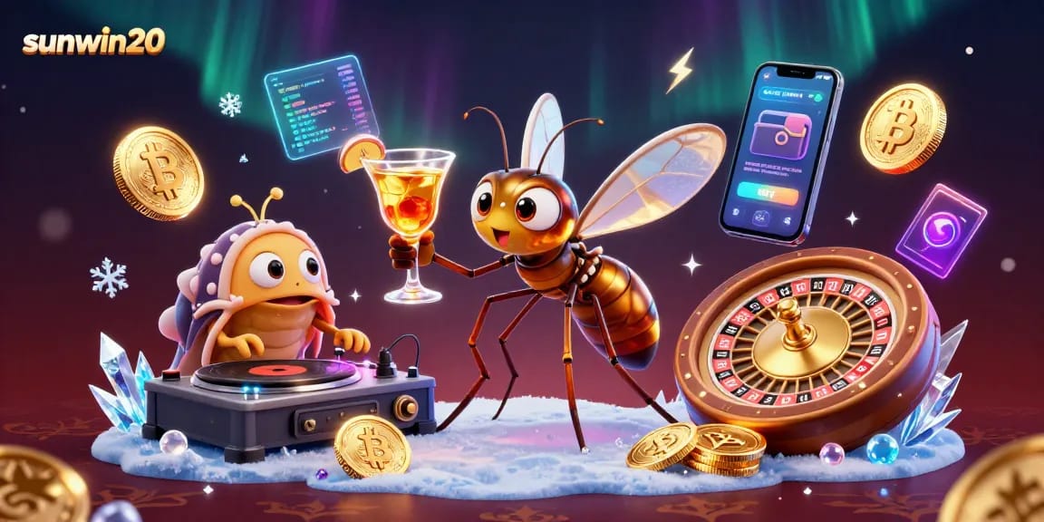 Play your favorite games at sunwin20, featuring a vibrant casino scene with unique characters.