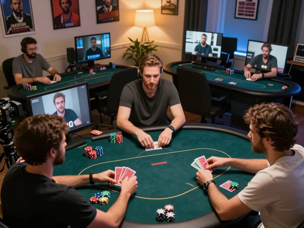 Players strategizing on xin88 during an online poker tournament with engaging gameplay.