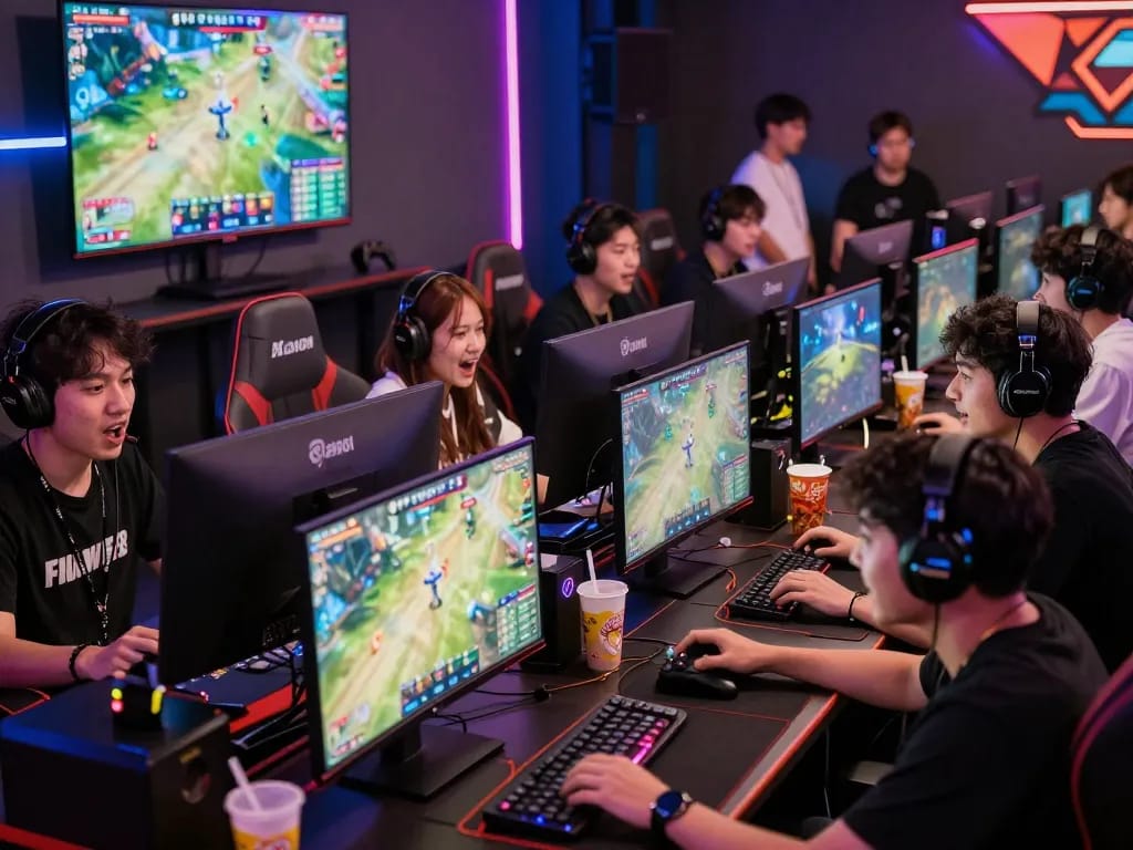 Cổng game Five88 players immersed in an exciting online gaming environment showcasing vibrant gameplay and community interaction.