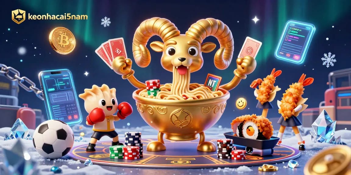 Engage in sports betting with keonhacai5nam featuring vibrant characters and crypto elements.