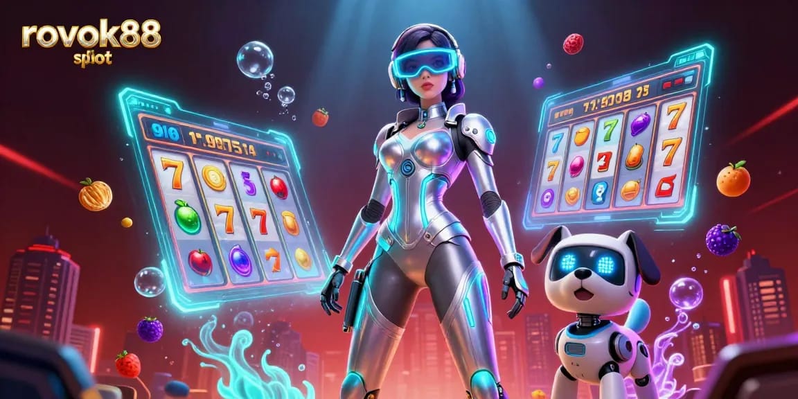 Spin the reels with the rokok88 slot in a vibrant 3D casino scene full of energy.