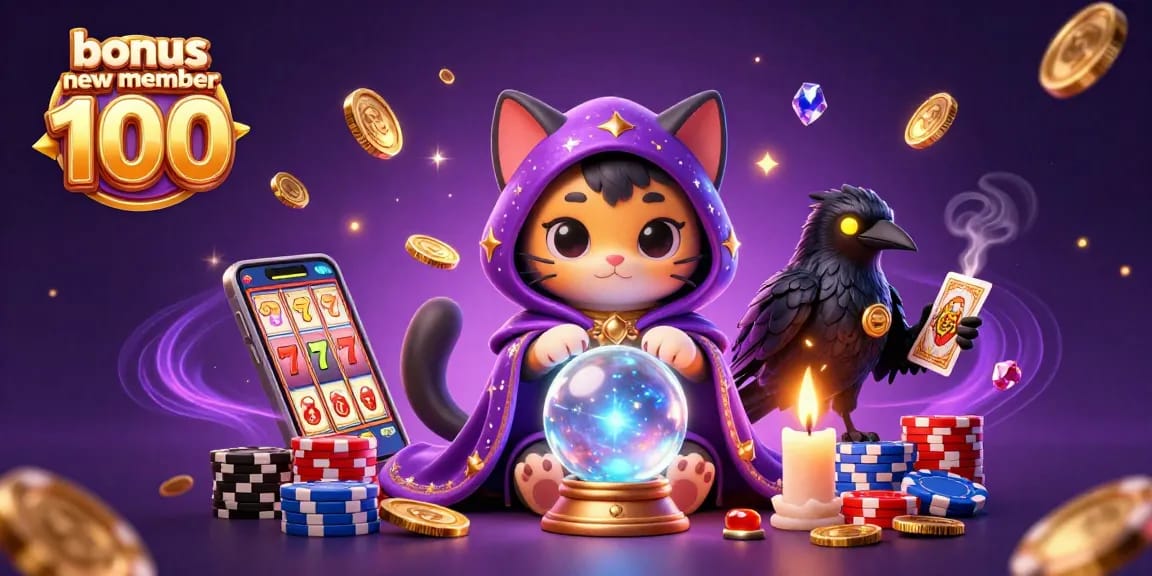Engage in slots with the bonus new member 100 promotion showcasing 3D characters and dynamic casino elements.