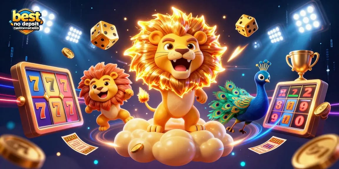 Best no deposit casino Australia; discover vibrant characters in a dynamic 3D casino scene.