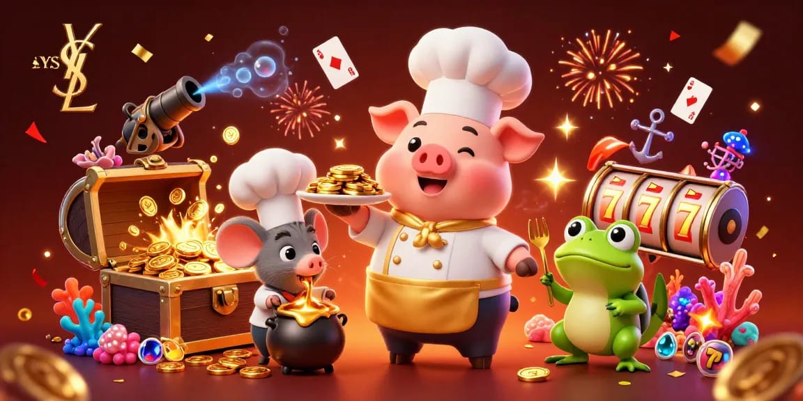 Experience vibrant gameplay at ysl with a chef pig, treasures, and exciting slots!