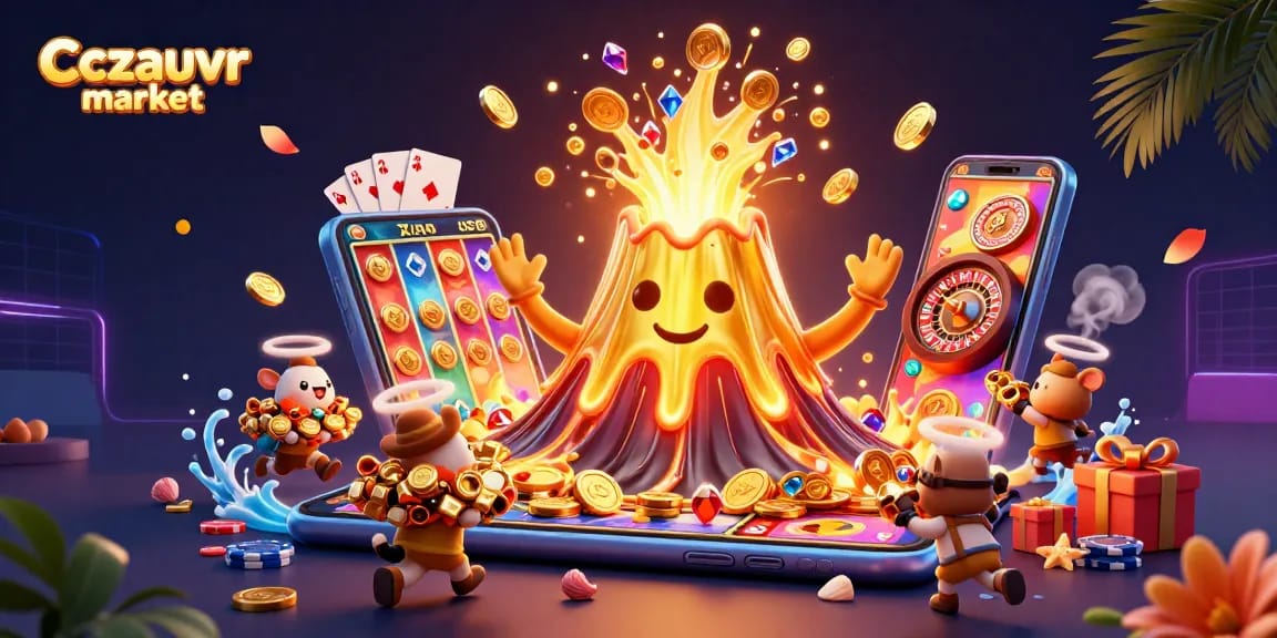 Cczauvr market showcases an animated scene of treasure and excitement in a vibrant casino setting.