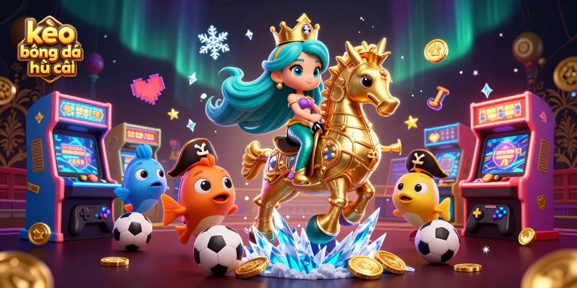 Engage in the action of kèo bóng đá nhà cái with a vibrant mermaid scene amidst magical casino elements.