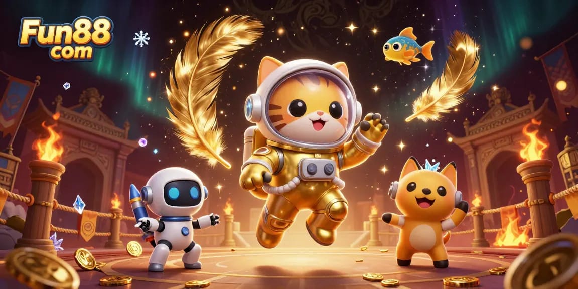 Engage with Fun88 com's vibrant casino universe featuring colorful 3D characters and dynamic gaming elements.