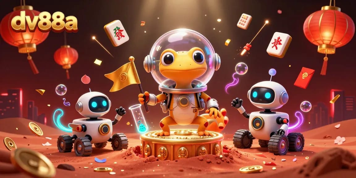 Experience thrilling action at dv88a with vibrant 3D casino adventure featuring unique alien characters and festive game elements.