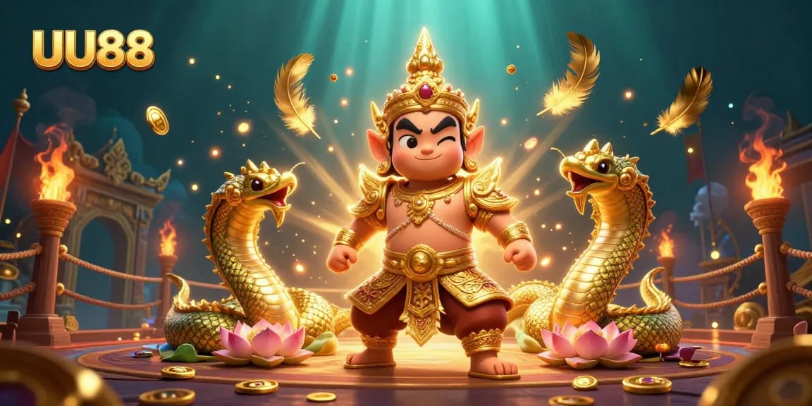 Engage in thrilling experiences with UU88, surrounded by dynamic gambling elements in a vibrant arena.