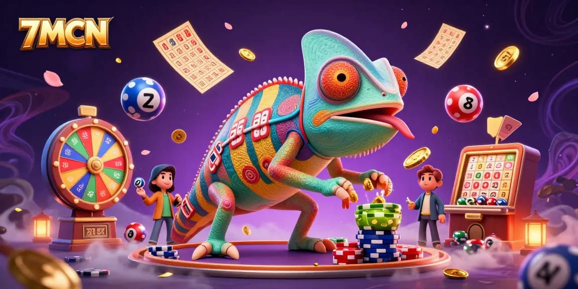 Engage with 7MCN's vibrant sports betting world, featuring dynamic colorful lottery elements.