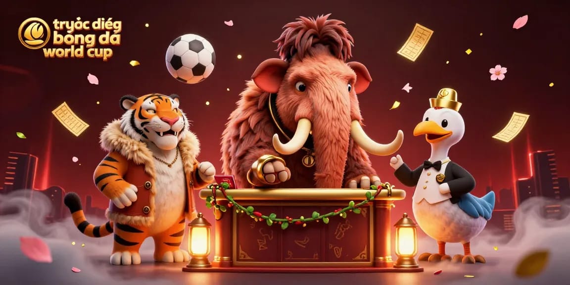 Watch trực tiếp bóng đá world cup action with stylish cartoon characters and lively betting scenes.