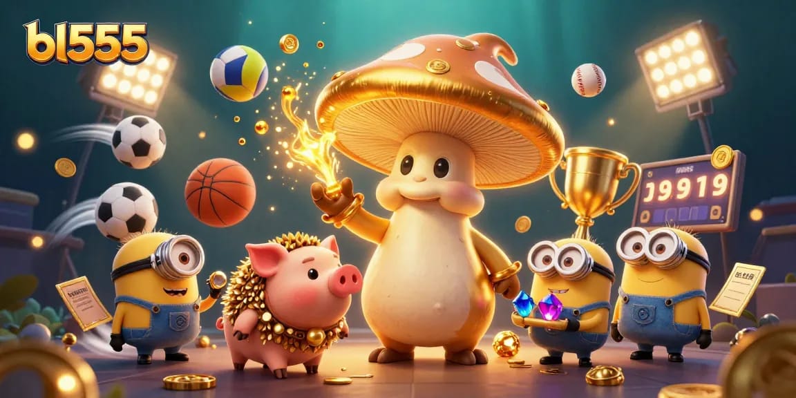Join the excitement at bl555 as the magical mushroom wizard conjures treasures in this vibrant online casino scene.