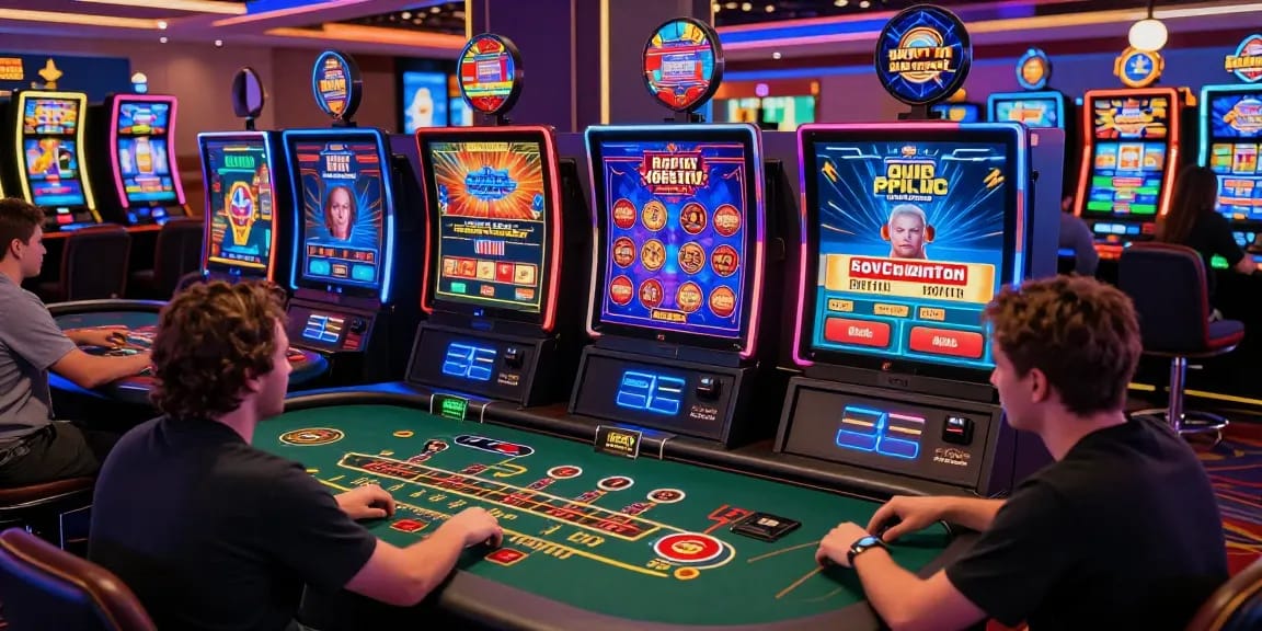 Giocatori attivi in un ambiente di gioco online con casino non AAMS, interfaccia moderna e giochi da tavolo vibranti.