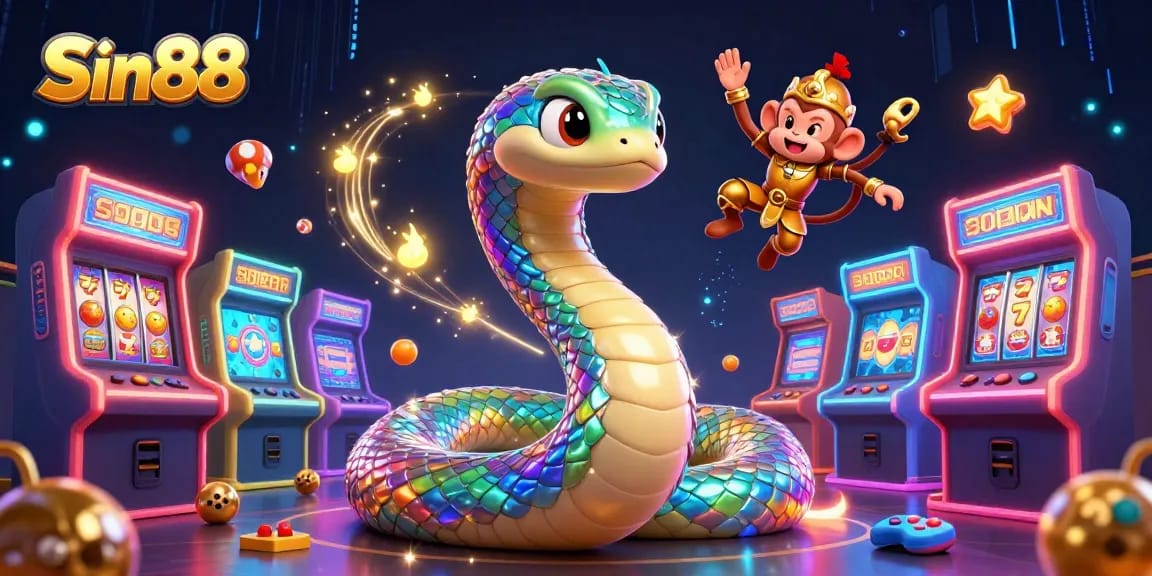 Experience thrilling wins at Sin88 with vibrant casino games and a magical 3D scene.