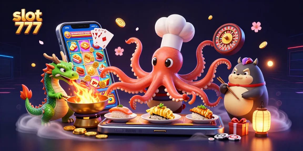 Spin the vibrant slot 777 reels in a dynamic 3D illustration filled with casino excitement