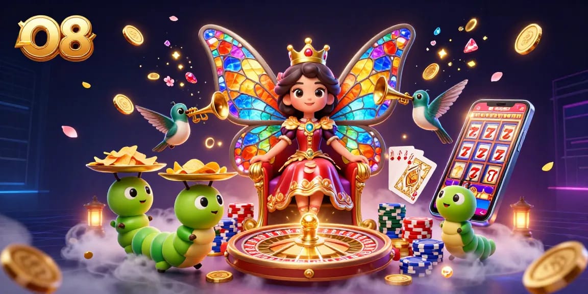 Win big at O8 with dazzling casino graphics and thrilling gameplay in this vibrant scene.