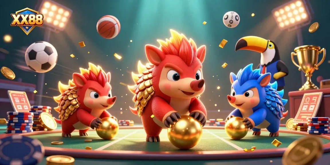 Experience the excitement of betting at XX88 with dynamic pangolins and casino elements.