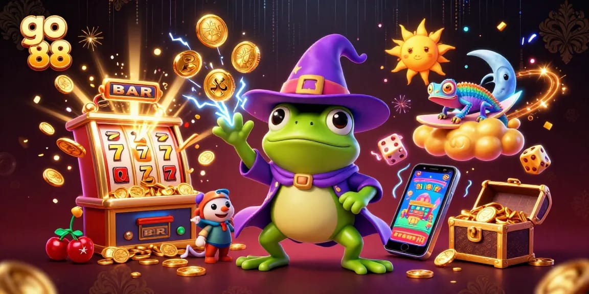 Engage with go 88's exploding jackpot scene featuring vibrant characters and casino elements
