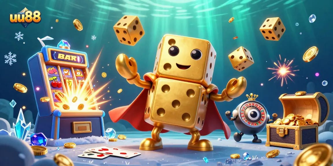 Experience exciting gaming adventures at uu88 with a dynamic illustration of lively casino action.