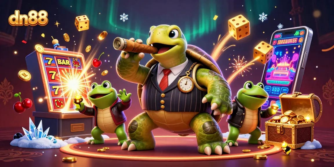 Experience exhilarating jackpots at dn88 with our colorful cartoon casino scene featuring engaging characters and dynamic game elements.