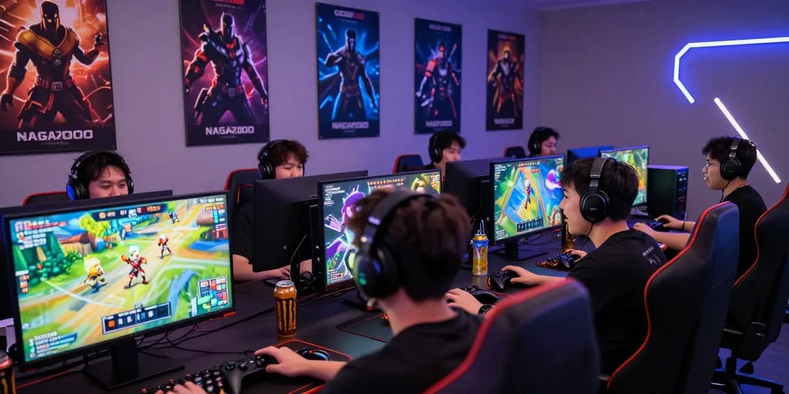 NAGA2000 gaming experience with players enjoying vibrant online games in a modern setting.