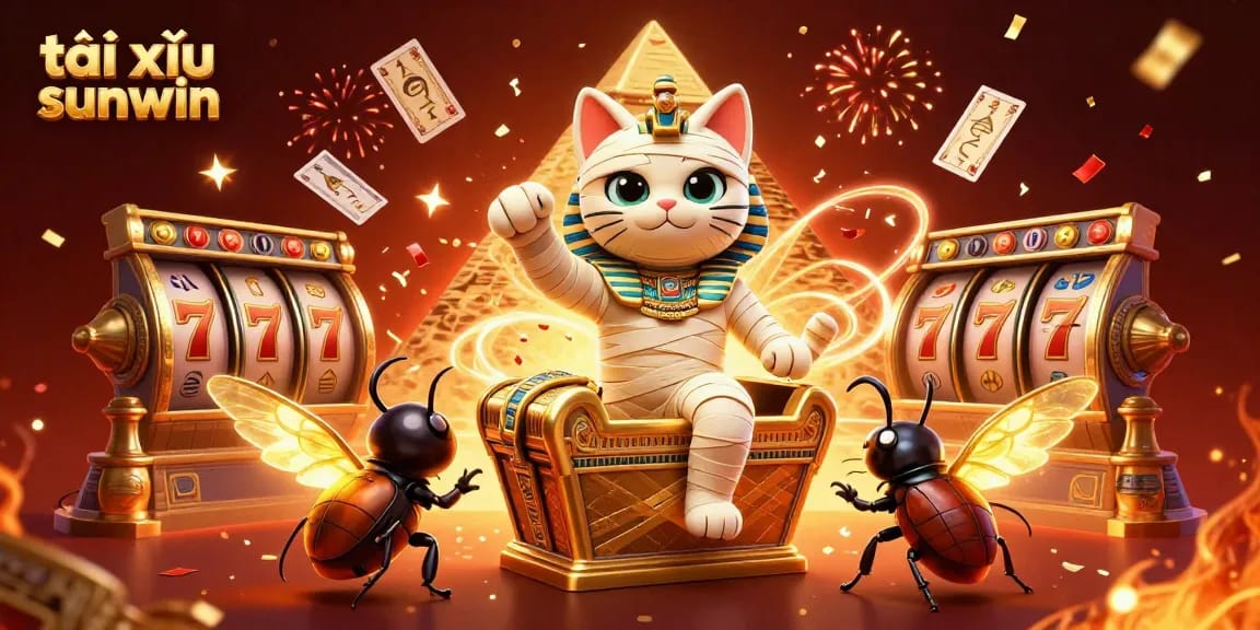 Engage with tài xỉu sunwin in a vibrant, dynamic 3D casino setting filled with winning symbols and festive details.