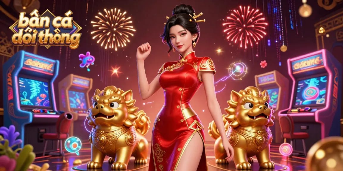 Engage with the thrilling bắn cá đổi thưởng experience surrounded by vibrant arcade game elements.
