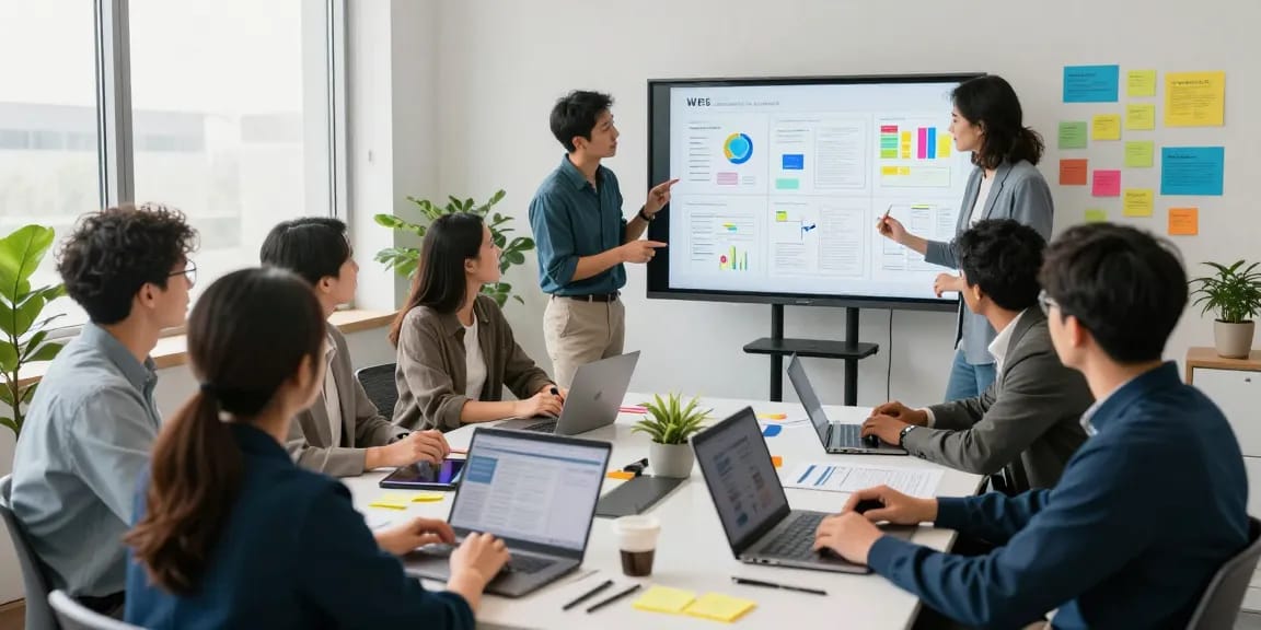 Team collaboration in a modern workspace showcasing WPS Official Website tools and strategies.