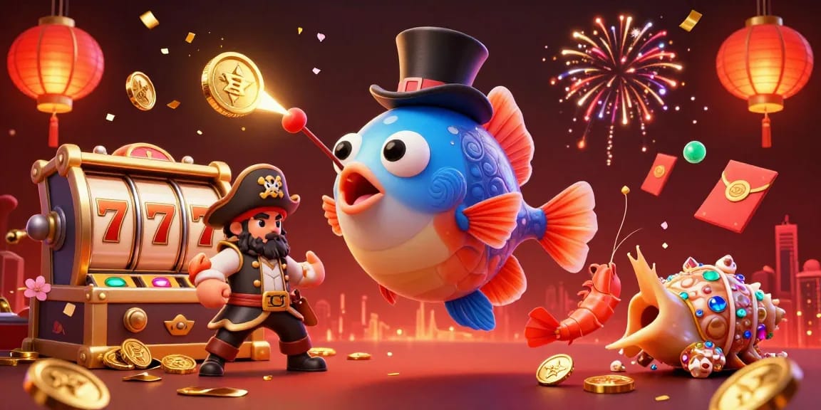 Experience excitement with CM88 in an immersive casino scene featuring whimsical characters and slot elements.
