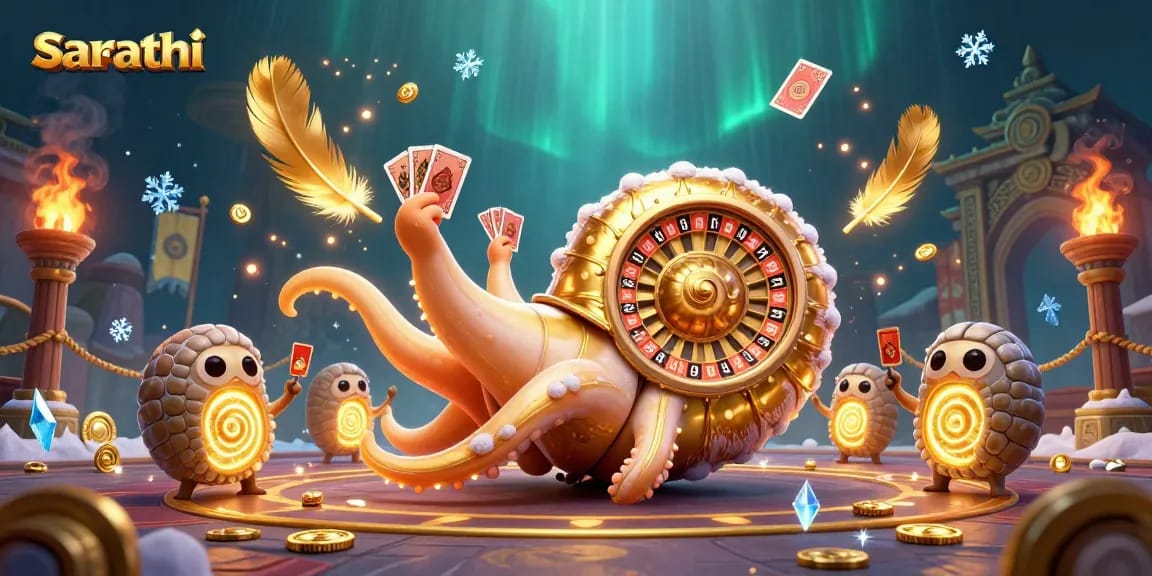 Experience the thrilling world of sarathi as the ancient nautilus spins a roulette wheel, surrounded by golden treasures.