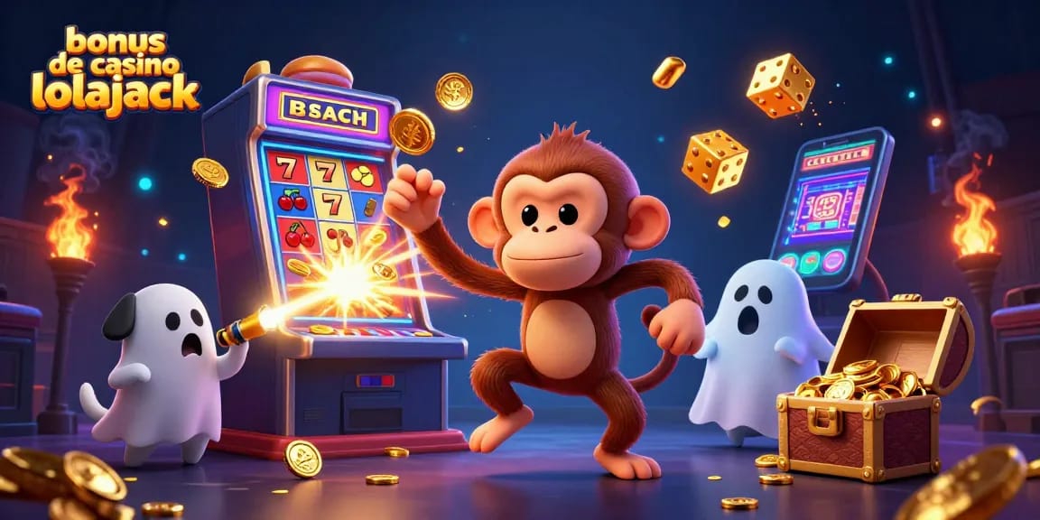 Le bonus de casino lolajack fait briller la scène avec des pièces en or et des machines à sous explosant de gains.