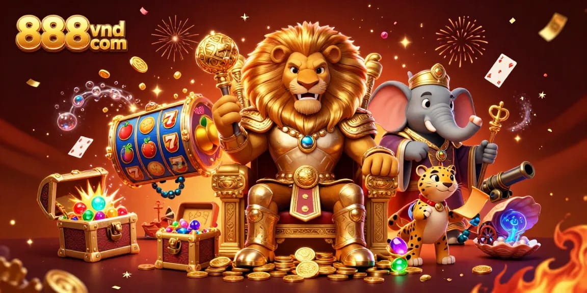 Win big at 888vnd com with slots and vibrant 3D illustration featuring entertaining casino characters.