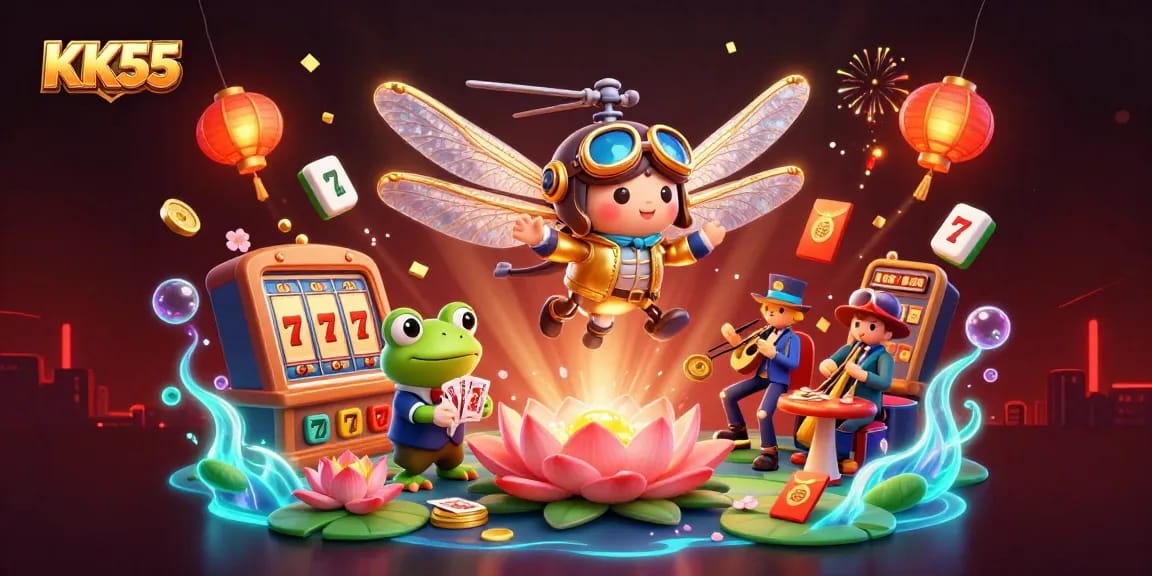 Engage in exciting gameplay at KK55 Casino with dynamic slot reels and a lively atmosphere.