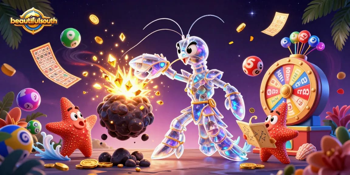 Beautifulsouth enhances the gaming experience with vibrant lottery balls and dynamic casino elements.
