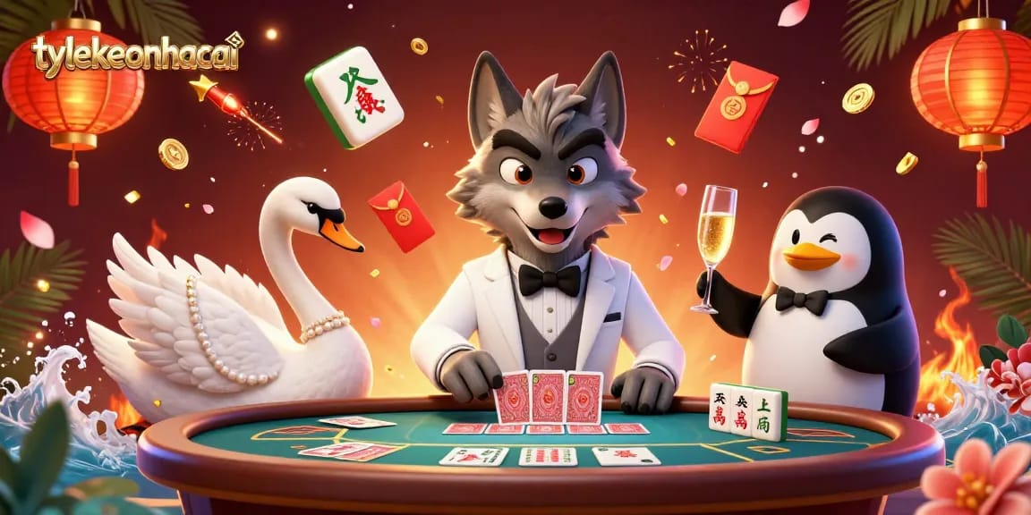 Experience the thrill of tylekeonhacai with a dynamic 3D illustration of casino characters in action, capturing the essence of gaming excitement.