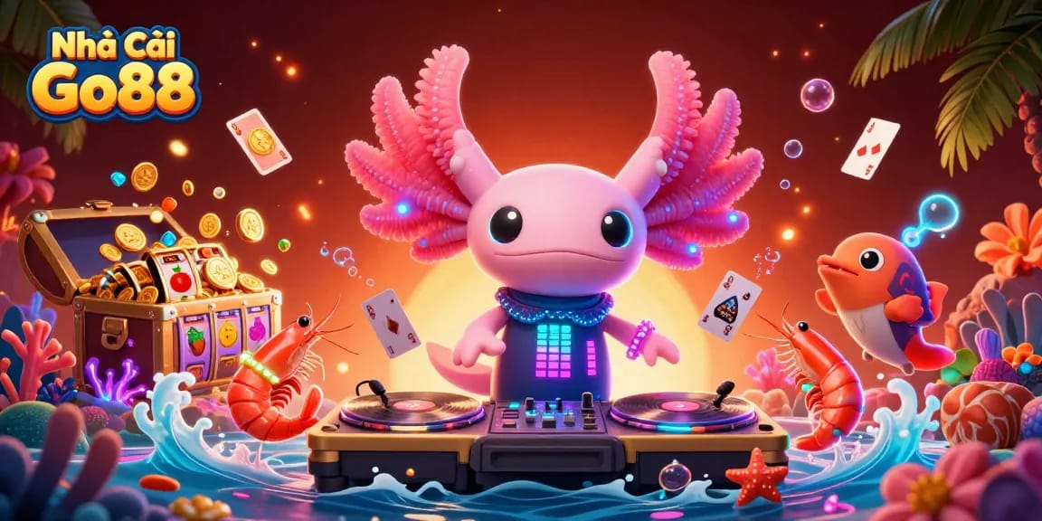 Experience immersive gaming with Nhà Cái Go88, featuring vibrant casino elements in a lively underwater scene.