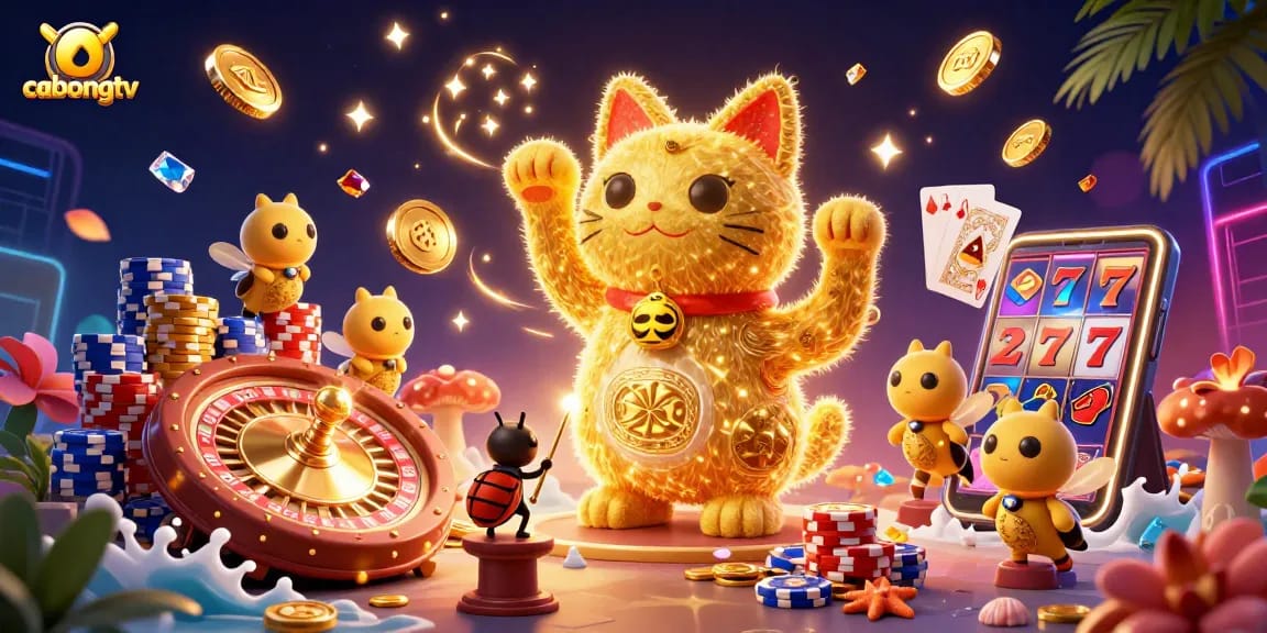 Enjoy thrilling action with cabongtv as golden fireflies create luck-filled casino magic.